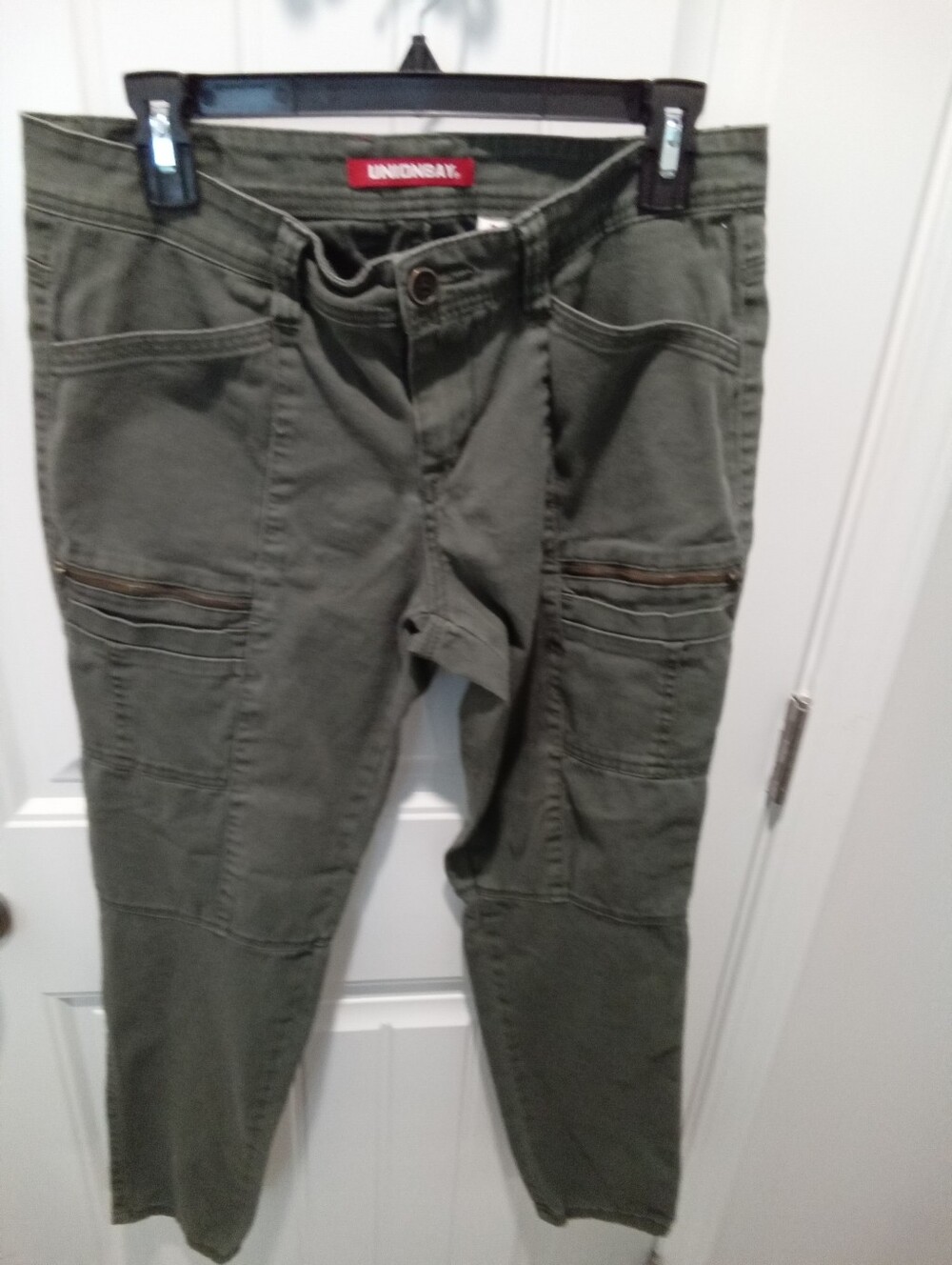 Juniors Size 9 Vintage Unionbay Army Green Cargo/Utility Pants Skinny Leg